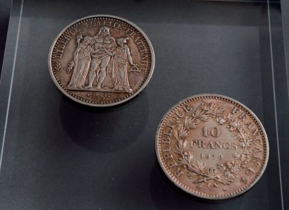 null Lot de 2 pièces de 10Frs argent modèle « Hercule » 1968 et 1970. 