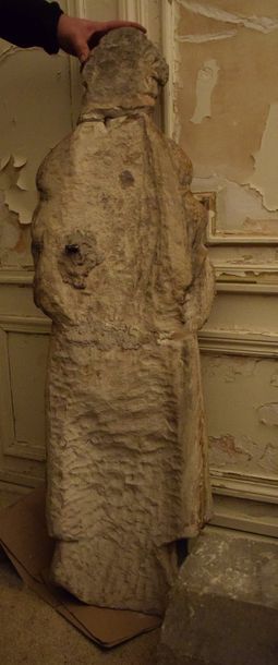 null GRANDE Marie-Madeleine en pierre calcaire sculptée et anciennement peinte. Est...