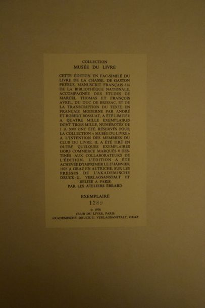 null PHEBUS Gaston - Livre de la Chasse - Paris Club du livre 1976 - deux volumes...