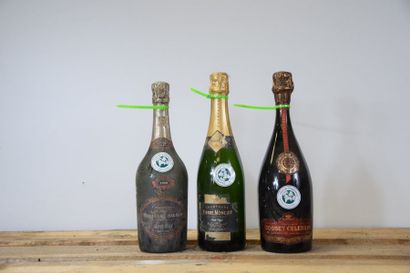 null Ensemble de 3 bouteilles : 1 bouteille CHAMPAGNE "VV, Nicole", Moncuit 2004...