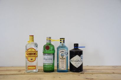 null 4 bouteilles GIN (Tanqueray, Bombay, Gordon's, Hendrick's) 