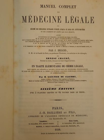 Briand, J. / Chaudé, Ernest. Manuel complet de Médecine Légal ou Résumé des meilleurs...