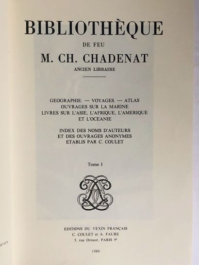 ANONYME . Bibliothèque de Feu M. CH. CHADENAT Ancien Libraire. Edité à Paris Chez...