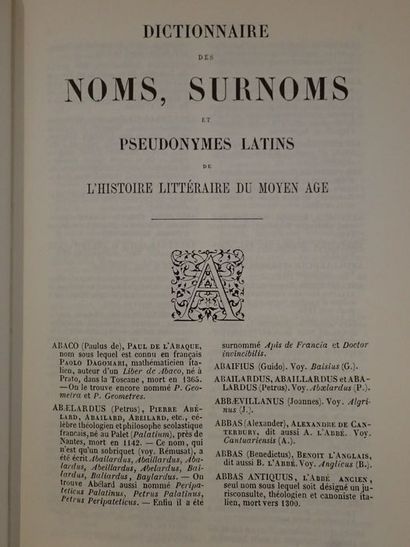 Alfred FRANKLIN Dictionnaire des noms, surnoms et pseudonymes latins de l'histoire...