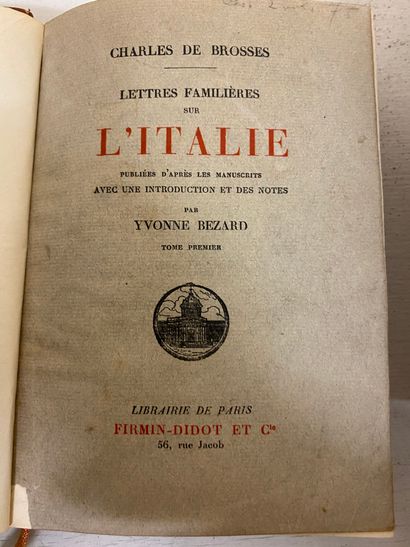 BROSSES Charles de Lettres familières sur l'Italie. Avec une introduction et des...