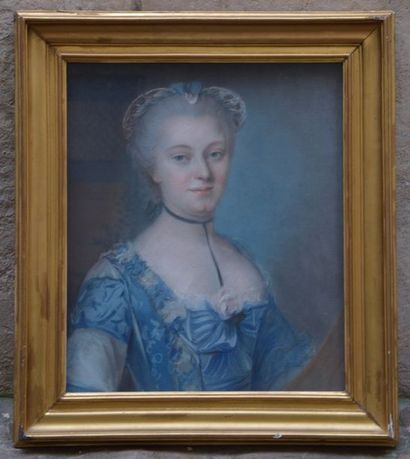 null Ecole FRANCAISE du XVIII ème, suiveur de Quentin La Tour, Portait d'un dame...