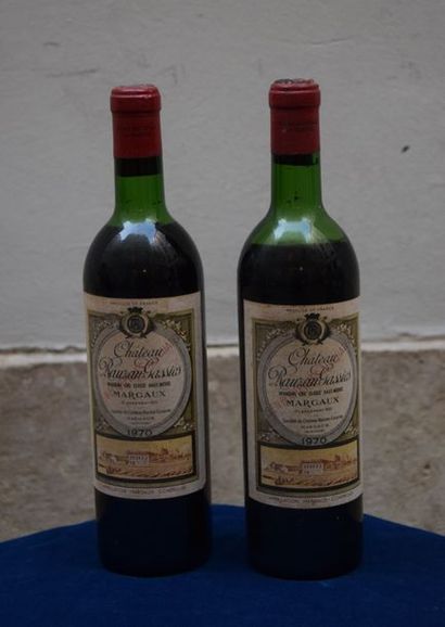 null 2 bouteilles CH. RAUZAN-GASSIES, 2° cru Margaux 1970 (B, MB)
