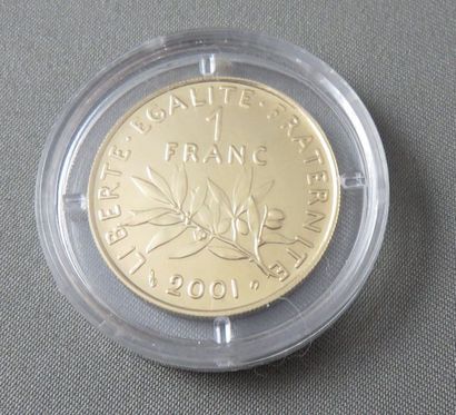 null Pièce en or à 920°/00 de 1 Franc "La Semeuse" de 2001, vendue à 9.941 exemplaires.

...