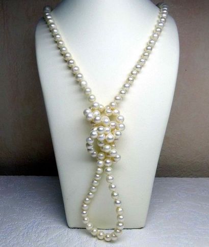 null SAUTOIR en perles de culture (un nœud entre chaque perle). Diamètre des perles:...