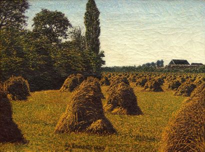 Gustave CARIOT (1872-1950), Gustave CARIOT (1872-1950),
Gerbes de blé à Périgny,...