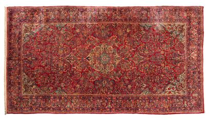 null Exceptional and important SAROUK with ruby field with ramages and volutes of...
