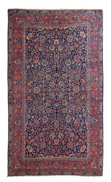 null Thin TABRIZ with midnight blue field decorated with a thousand flowers: seedlings...