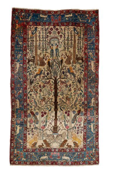 null Rare and original TEHERAN Carpet of form prayer, decoration of terrestrial paradise...