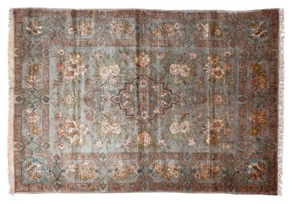 null Original and fine TABRIZ with a pale bluish grey field of sheaves and bouquets...