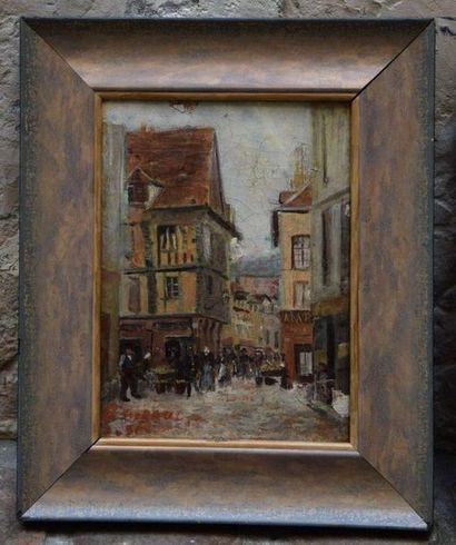 null FRENCH school end of XIX th century, animated city view, oil on canvas, signed...