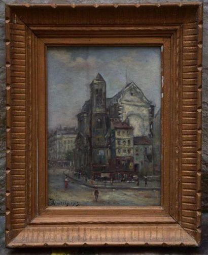 null RIWOZEKY (XIX-XX ème), view of city, oil on canvas signed and dated 1905. 33...
