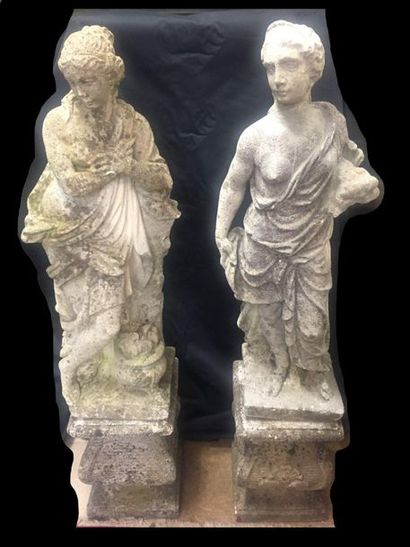 null Set of FOUR STATUS on their reconstituted stone bases representing allegories...