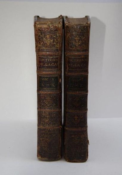 null DICTIONARY OF THE FRENCH ACADEMY, 2 volumes. Lyon, 1772. Hardcover.