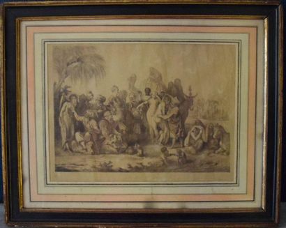 null FRENCH school circa 1800, The callifah warner (Le marché aux esclaves), engraving...