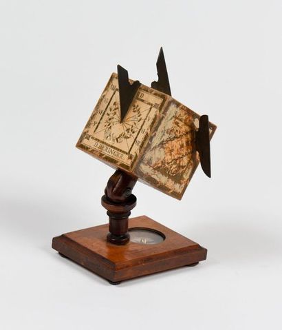 null Sundial with five faces covered with engraved and coloured paper. It has five...