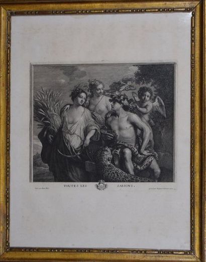 null Jan MIEL (1599-1663) after, All Seasons. Etching, engraved by Jacques Coelemans....