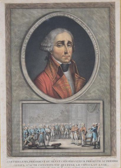 null Andrea I APPIANI (1754-1817), after. Bonaparte first consul, colour engraving...