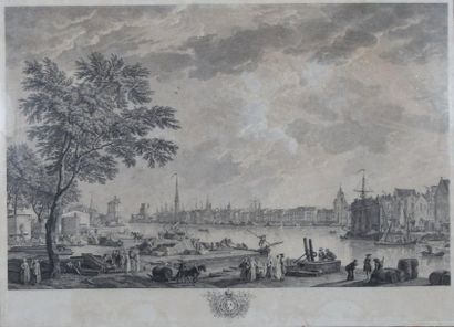 null Joseph VERNET (1714 - 1789) after. Set of SIX FLOORS: - First view of Bayonne...