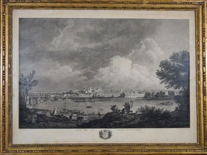 null Joseph VERNET (1714 - 1789) after. View of the city of Avignon. Engraved by...