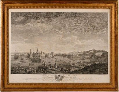 null Joseph VERNET (1714 - 1789) after. The entrance to the port of Marseille. Plate...
