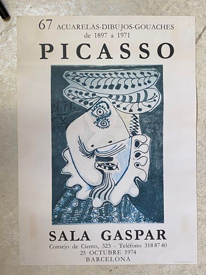 null AFFICHE d'exposition sur Picasso à la "Sala Gaspar" à Barcelone. 70 x 50 cm...