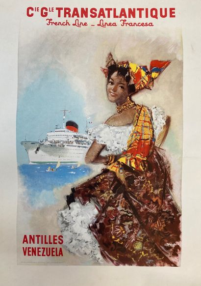 null 
COMPAGNIE GENERALE TRANSATLANTIQUE French Line Antilles Vénézuela vers 1950...