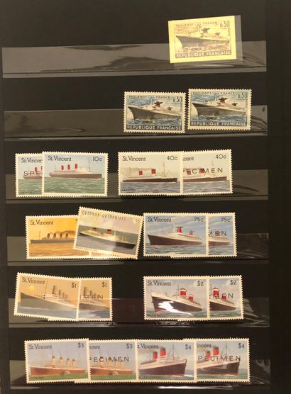 null Classeurs de TIMBRES sur le thème des bateaux et paquebots. On y joint SALLES...