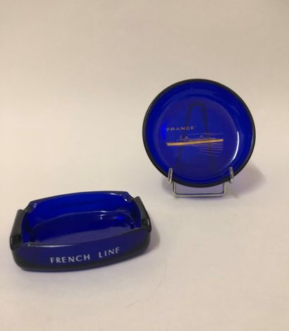 null COMPAGNIE GENERALE TRANSATLANTIQUE French Line liner FRANCE. Set in blue glass...