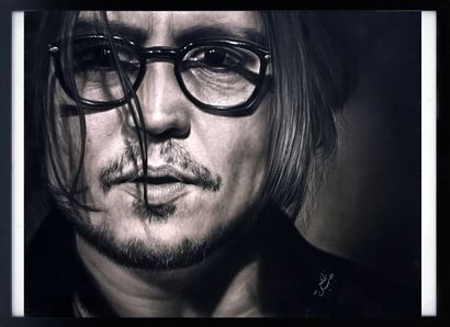 null Contemporary work, Portrait of Johnny Depp, pencil and charcoal. 55 x 70 cm...