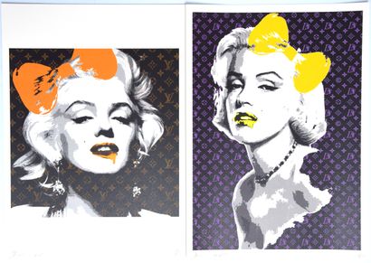 null DEATH NYC (XXI ème), Marilyn Yellow drip, Marilyn orange drip, deux sérigraphies...