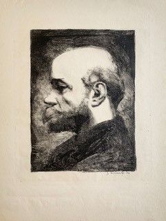 null Georges ROUAULT (1871-1958). Portrait of Verlaine, etching. Signed and dated...