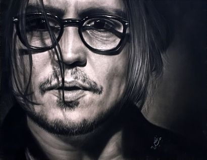 null Contemporary work, Portrait of Johnny Depp, pencil and charcoal. 55 x 70 cm...