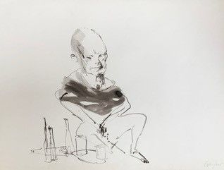 null Thierry ALONSO dit GRAVLEUR (né en 1966). 

Ensemble de 4 dessins au lavis d'encre...