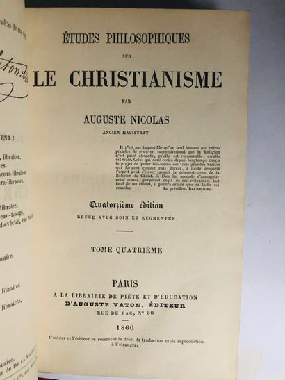 Nicolas A. Etudes sur le christianisme

Edité à Paris à la librairie de Piété et...