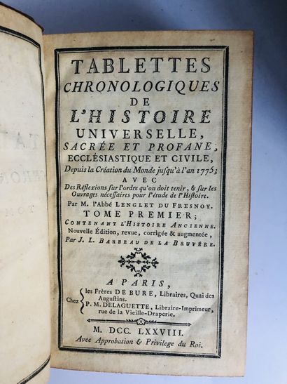 Frenoy, Lenglet du Frenoy / Bruyère, J.L. Barbeau de la Bruyère Tablettes chronologiques...