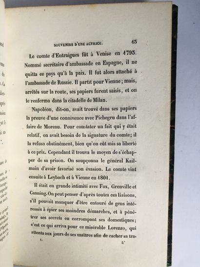 Fusil L. Souvenirs d’une Actrice

Edité à Paris Dumont en 1841

De format in 8, deux...