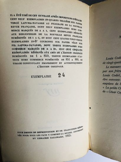 Codet Louis Louis L'indulgent

Edité à Paris chez Gallimard NRF, 1925. Editions de...