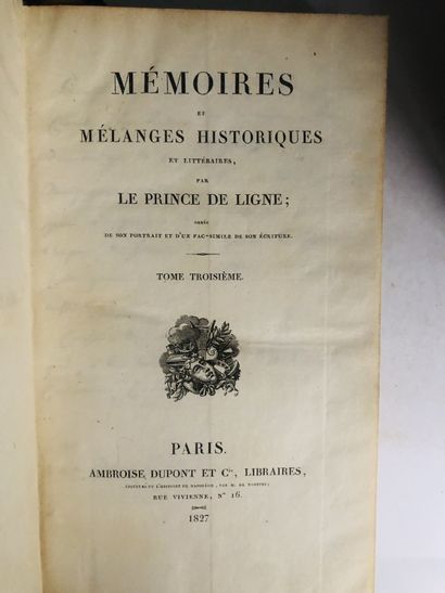 Prince de LIGNE Mémoires et mélanges historiques et littéraires. Bel ensemble décoratif...