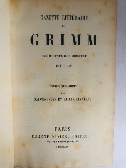 Sainte Beuve / Paulin Limayrac Gazette littéraire de Grimm Histoire, Littérature,...