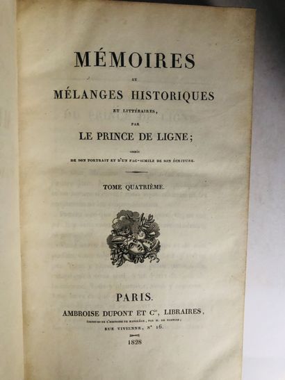 Prince de LIGNE Mémoires et mélanges historiques et littéraires. Bel ensemble décoratif...