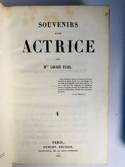 Fusil L. Souvenirs d’une Actrice

Edité à Paris Dumont en 1841

De format in 8, deux...