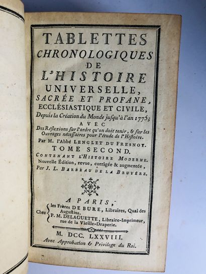 Frenoy, Lenglet du Frenoy / Bruyère, J.L. Barbeau de la Bruyère Tablettes chronologiques...