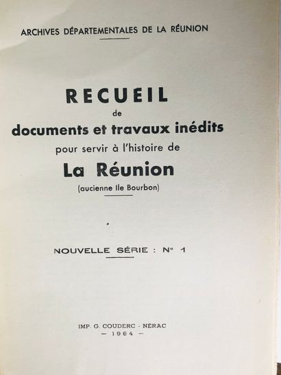 Archives Départementales de la Réunion Recueil de documents et travaux inédits pour...