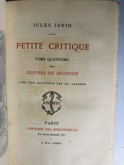 JANIN Jules Petite Critique.

Edité à Paris chez Librairie des bibilophiles en 1883....
