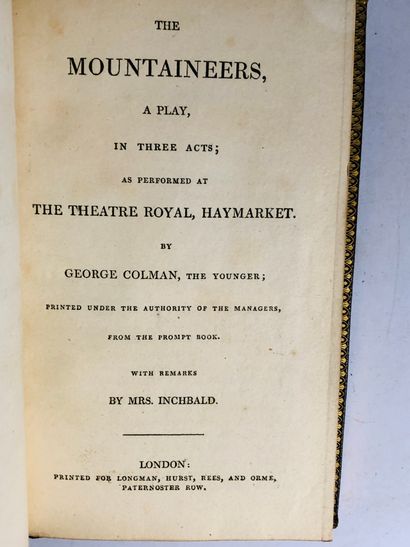 Colman Georges The mountaineers, a play, in three acts, as performed at The Theatre...